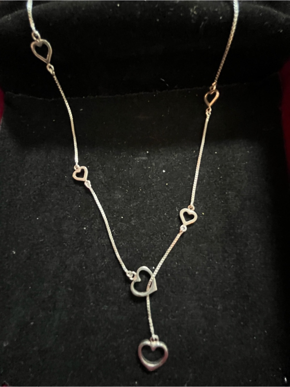 Delicate Heart Link Y-Necklace - Silver